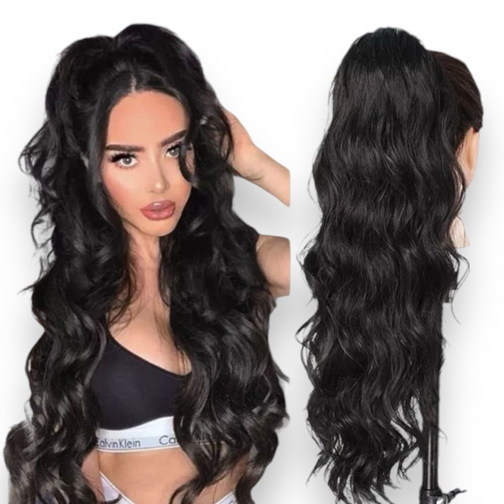 Dark Brown Black Pony Tail Hair Extension Wigs NEW